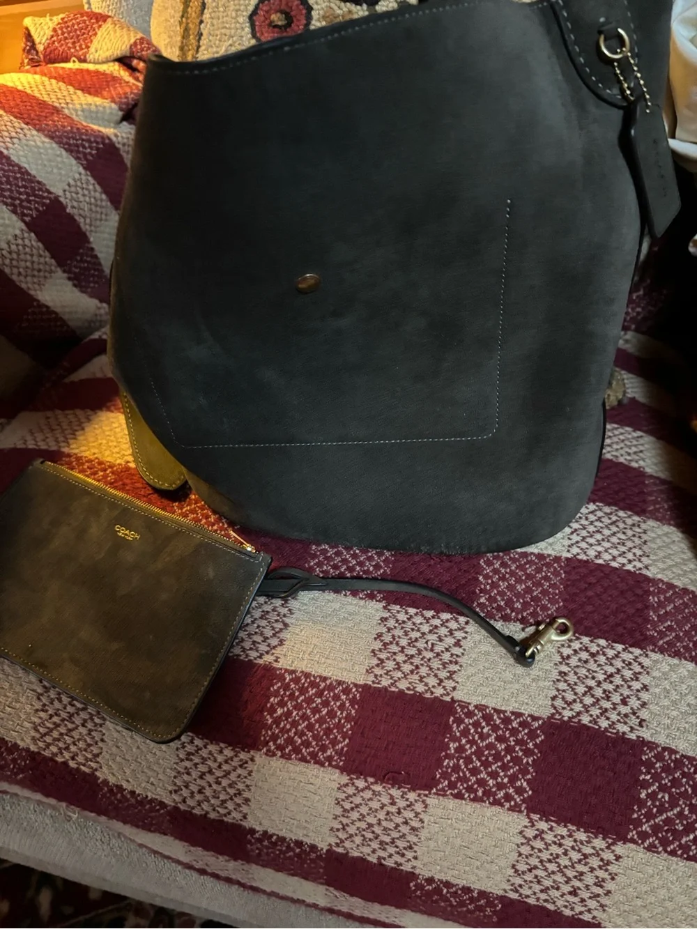 Coach Bleecker olive green bag smoking home